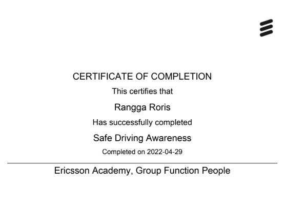 Ericsson Certificate